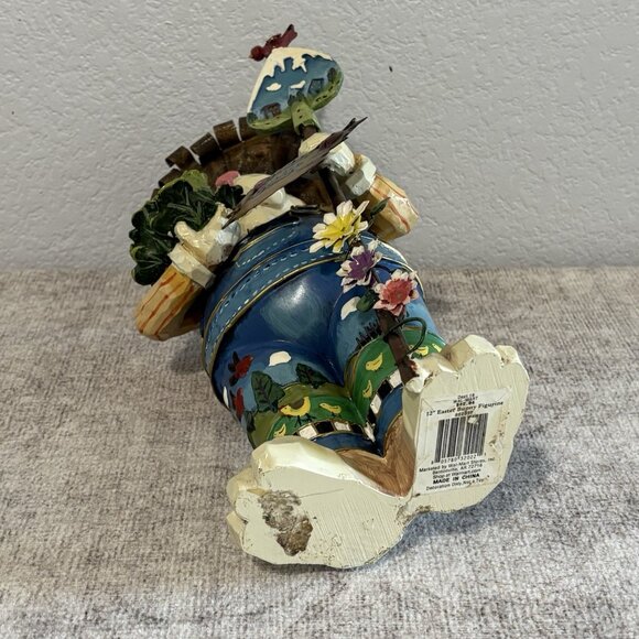 RARE UNIQUE FAUX CARVED WOOD BUNNY RABBIT FIGURINE 12” TALL - Picture 11 of 12